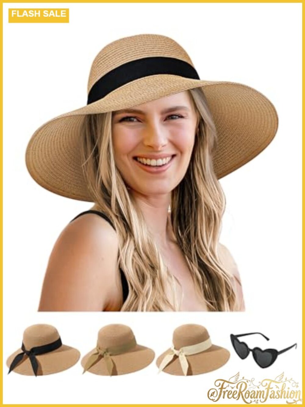 Wide Brim Sun Hat Paper Straw Floppy Summer Beach Hat
